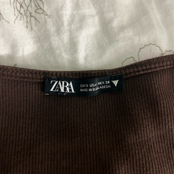 ZARA women’s brown ruched crop top - Picture 2 of 2